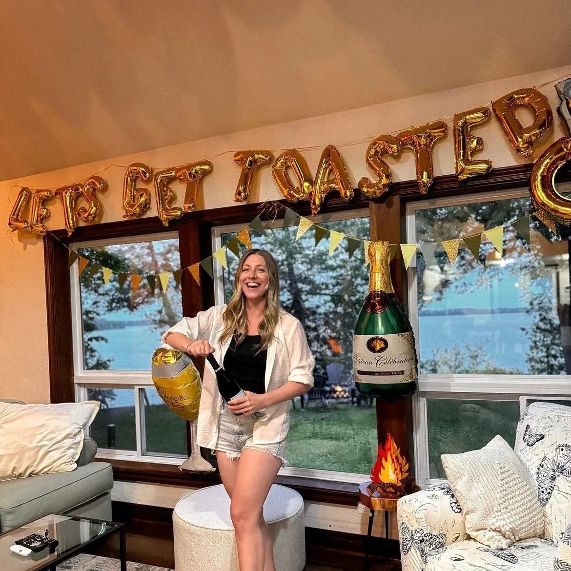 Let's Get Toasted Balloon Banner - Camping Bachelorette Glamping Decorations for Cabin Hen Parties Bach and Boujee Balloons