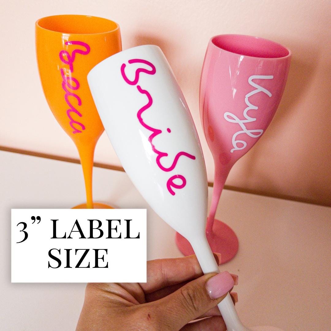 Love Island Theme Champagne Flute Personalized Bachelorette Gift Beach - Island Bachelorette Wine Glass Personalized Name Vinyl Custom Sticker Island Theme Villa Bach and Boujee