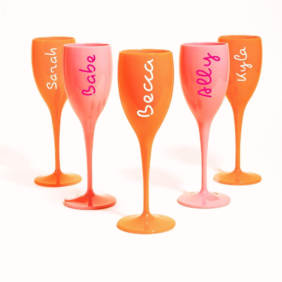 Love Island Theme Champagne Flute Personalized Bachelorette Gift Beach - Island Bachelorette Wine Glass Personalized Name Vinyl Custom Sticker Island Theme Villa Bach and Boujee