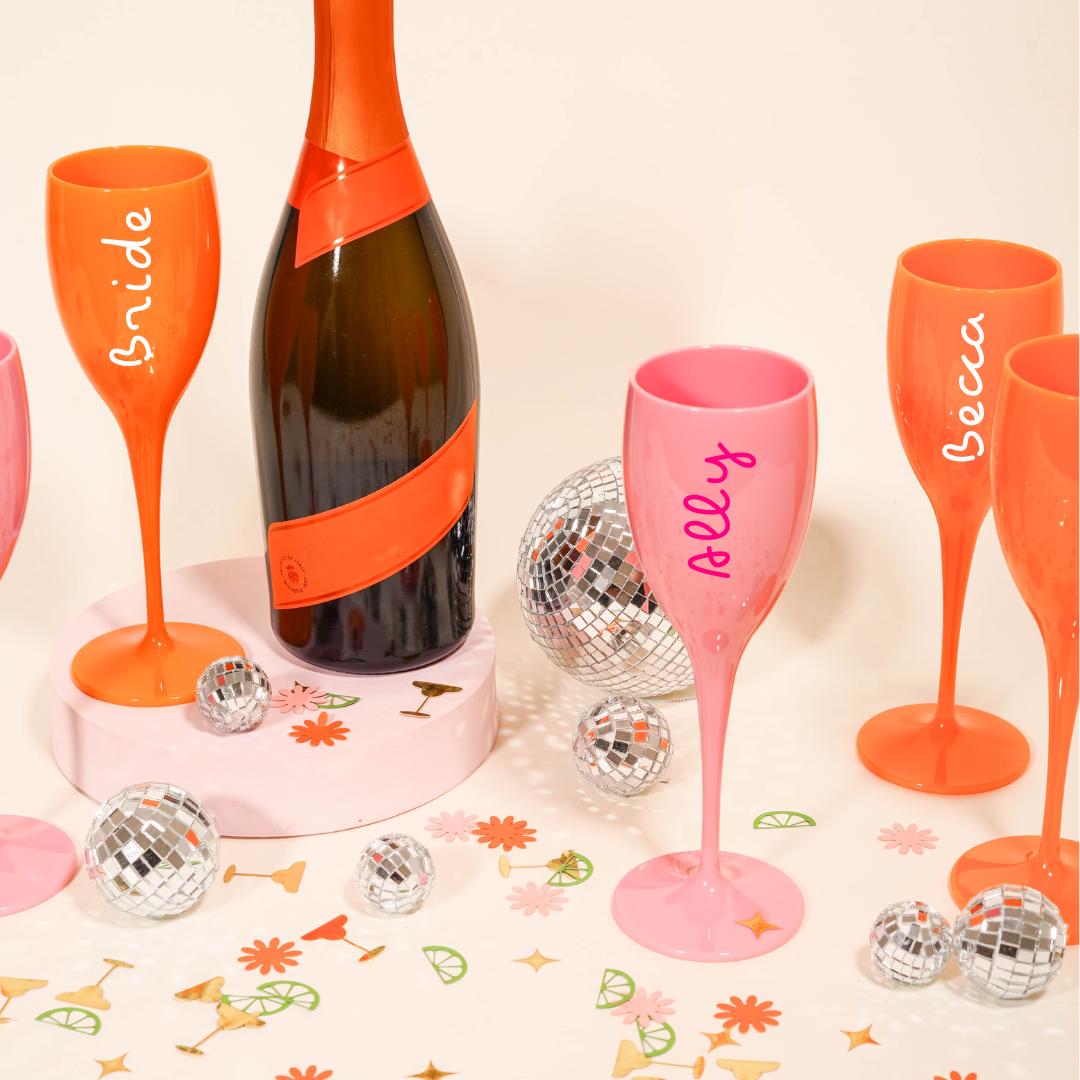 Love Island Theme Champagne Flute Personalized Bachelorette Gift Beach - Island Bachelorette Wine Glass Personalized Name Vinyl Custom Sticker Island Theme Villa Bach and Boujee