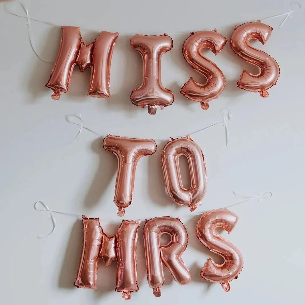Miss to Mrs Balloon Banner - Classic Bride Decoration, Bachelorette Party, Stagette Decoration, Hen Party Foil Letters Balloon Bach and Boujee Balloons