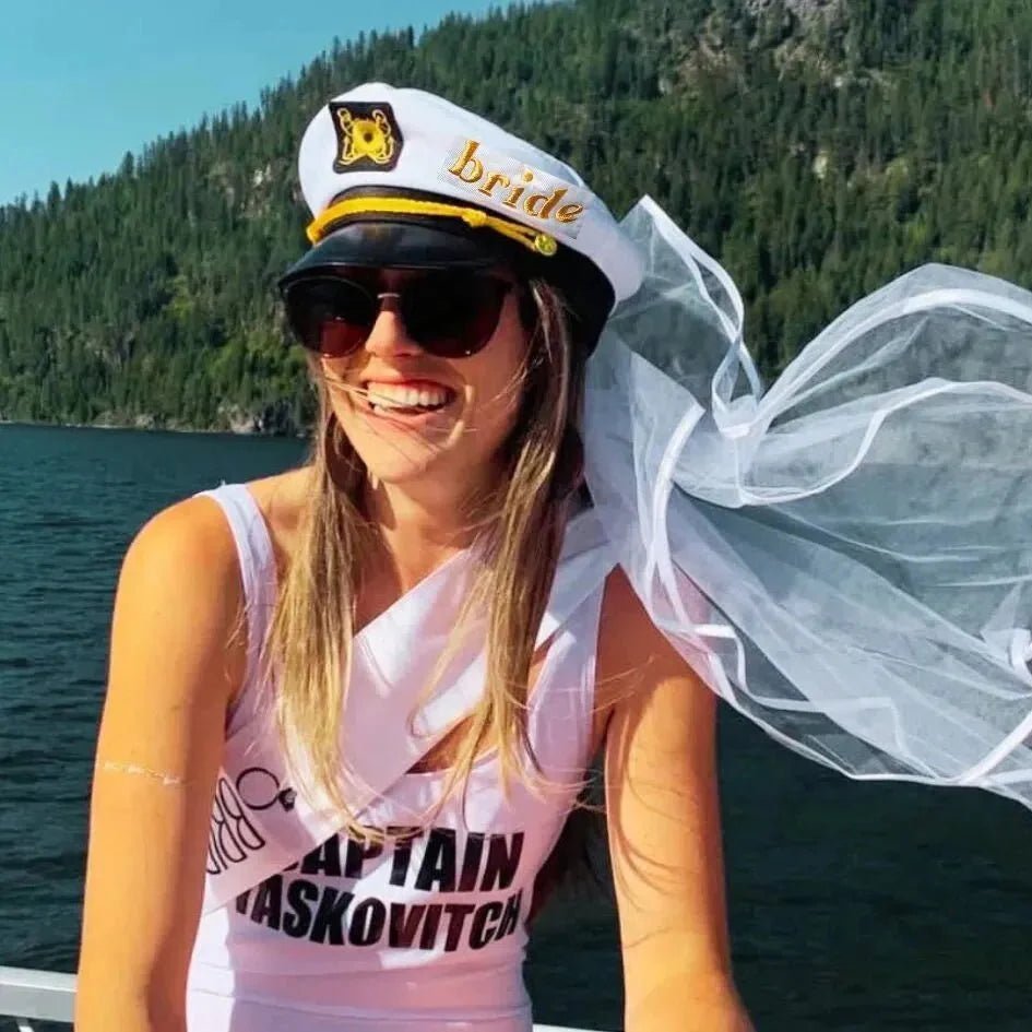 Nautical Bride Hat - Pre - Wedding Maritime Celebration Accessory Bach and Boujee