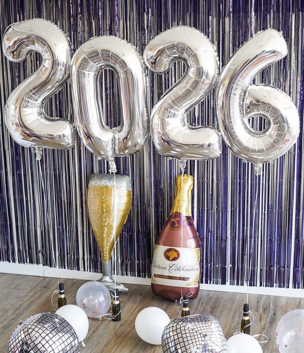 New Years Party 2026 Helium Number Balloons Bach and Boujee