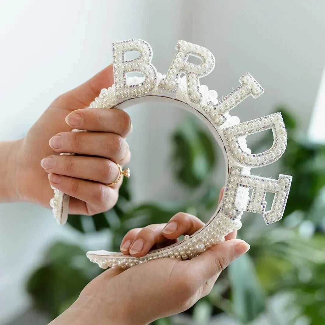 Pearl Headband for Bride - Elegant Bridal Shower Gift Bachelorette Party Favor Bach and Boujee Headband