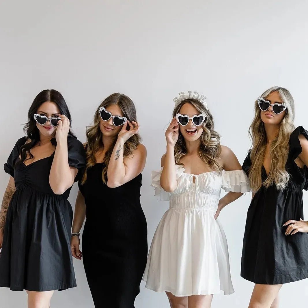 Pearl Heart Sunglasses for Brides Bachelorette Parties and Hen Do Decorations Perfect Gift for Bridesmaids Bach and Boujee