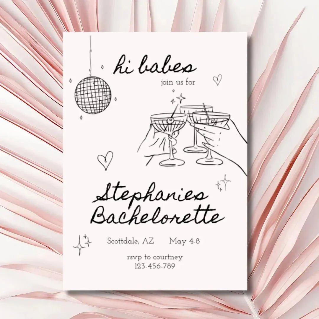Personalized Monochrome Bachelorette Arrival Banner with Schedule Design - Sophisticated Stagette Accents Bach and Boujee Invitations