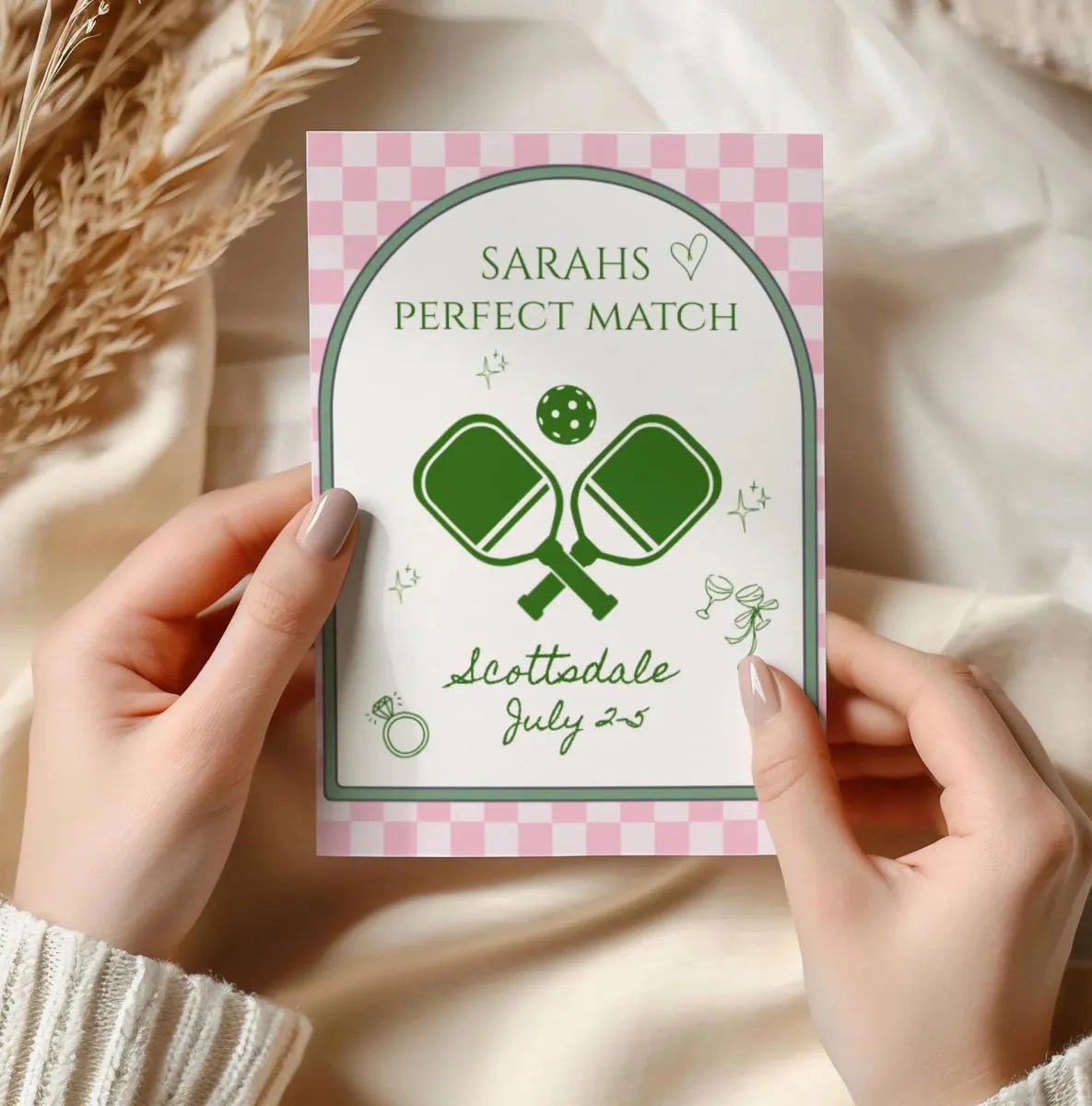 Pickleball Bachelorette Party Invitation - Perfect Match Itinerary Template for Hen Celebration at Charlestown Social Club Bach and Boujee Invitations
