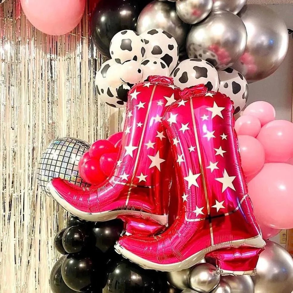 Pink Cowgirl Balloon for Bachelorette Party - Last Rodeo Theme Hen Party Accessory Bach and Boujee Balloons