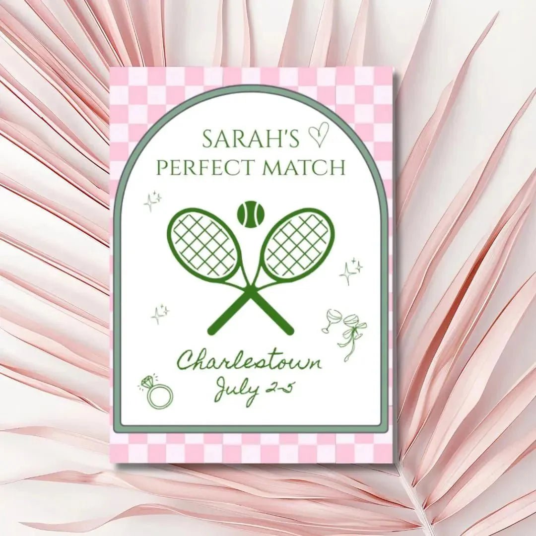 Racquet Sport Inspired Bachelorette Party Invitation - Celebrate Perfect Match before the Big Day Bach and Boujee Invitations
