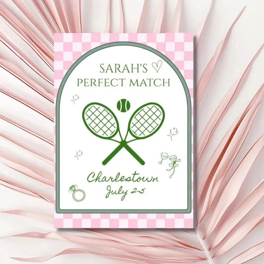 Racquet Sport Inspired Bachelorette Party Invitation - Celebrate Perfect Match before the Big Day Bach and Boujee Invitations