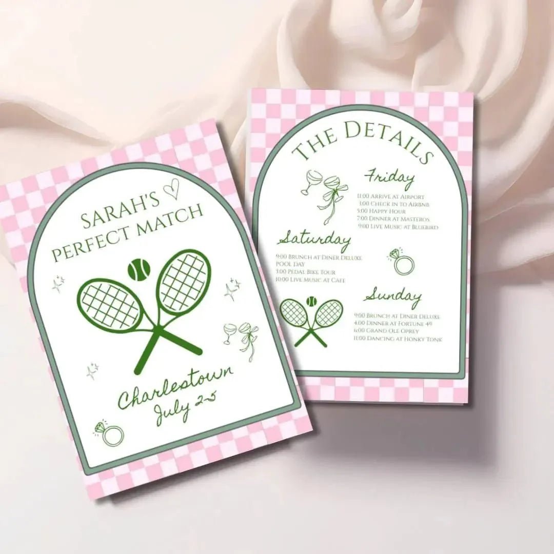 Racquet Sport Inspired Bachelorette Party Invitation - Celebrate Perfect Match before the Big Day Bach and Boujee Invitations