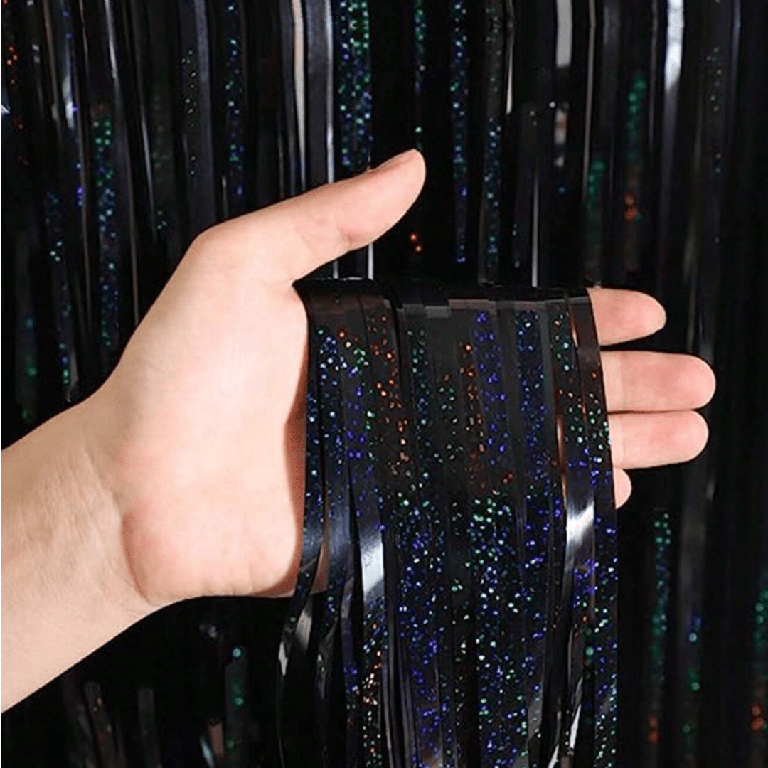 Red Tinsel Foil Curtain Bach and Boujee