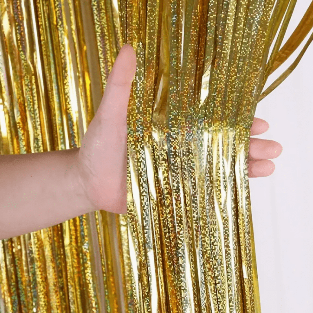 Red Tinsel Foil Curtain Bach and Boujee