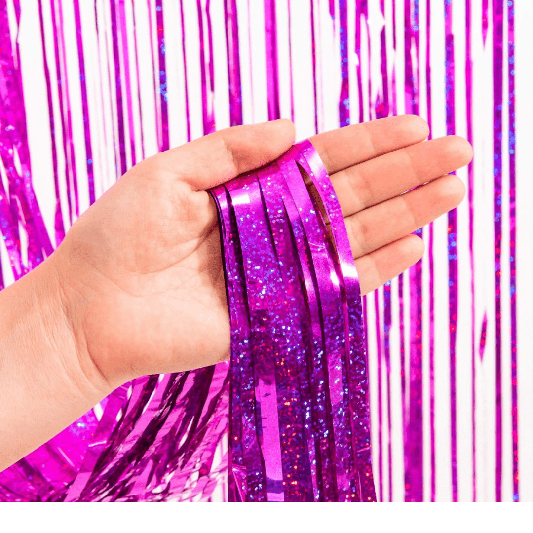 Red Tinsel Foil Curtain Bach and Boujee