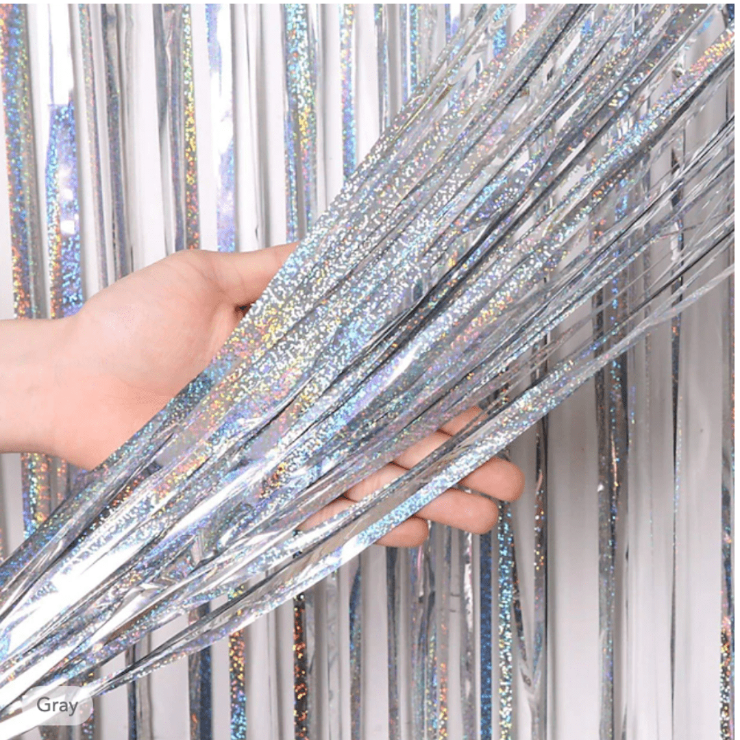 Red Tinsel Foil Curtain Bach and Boujee