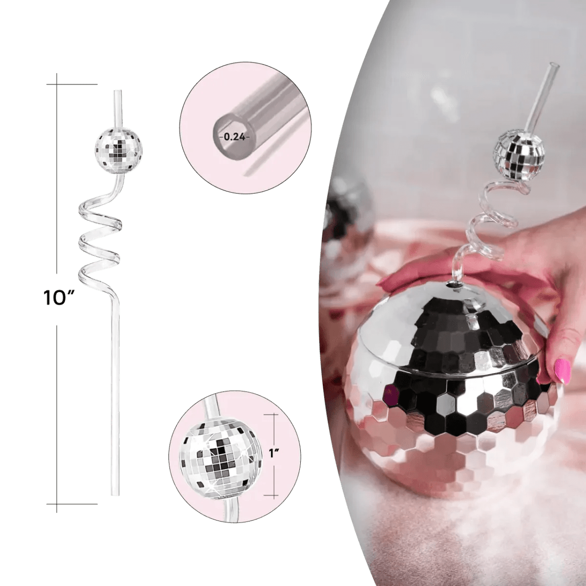 Retro Disco Ball Drinking Straws: Unique Party Favors for Bachelorette Celebrations Bach and Boujee