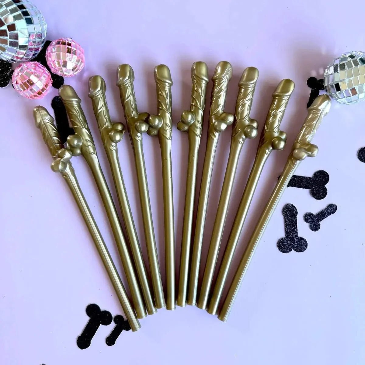 Risque Rose Straws & Banner - Playful Bachelorette Party Accessories Bach and Boujee