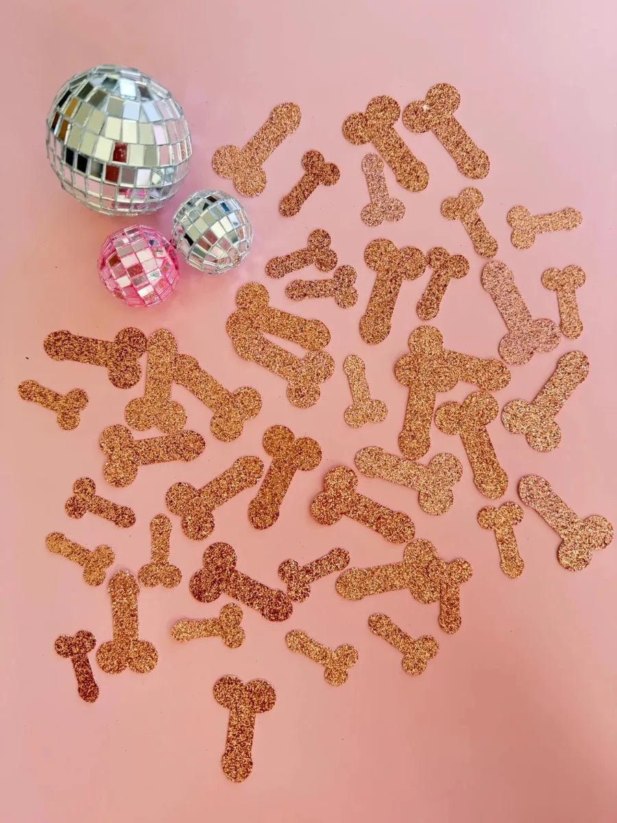 Rose Gold Penis Straw with Glitter - Fun Bachelorette Party Decoration Confetti Bach and Boujee