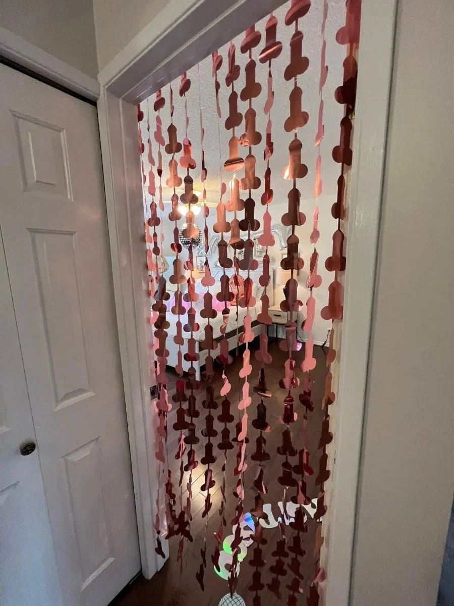 Rosy Shimmer Forever Phallus Festive Curtain for Hen Parties Bach and Boujee