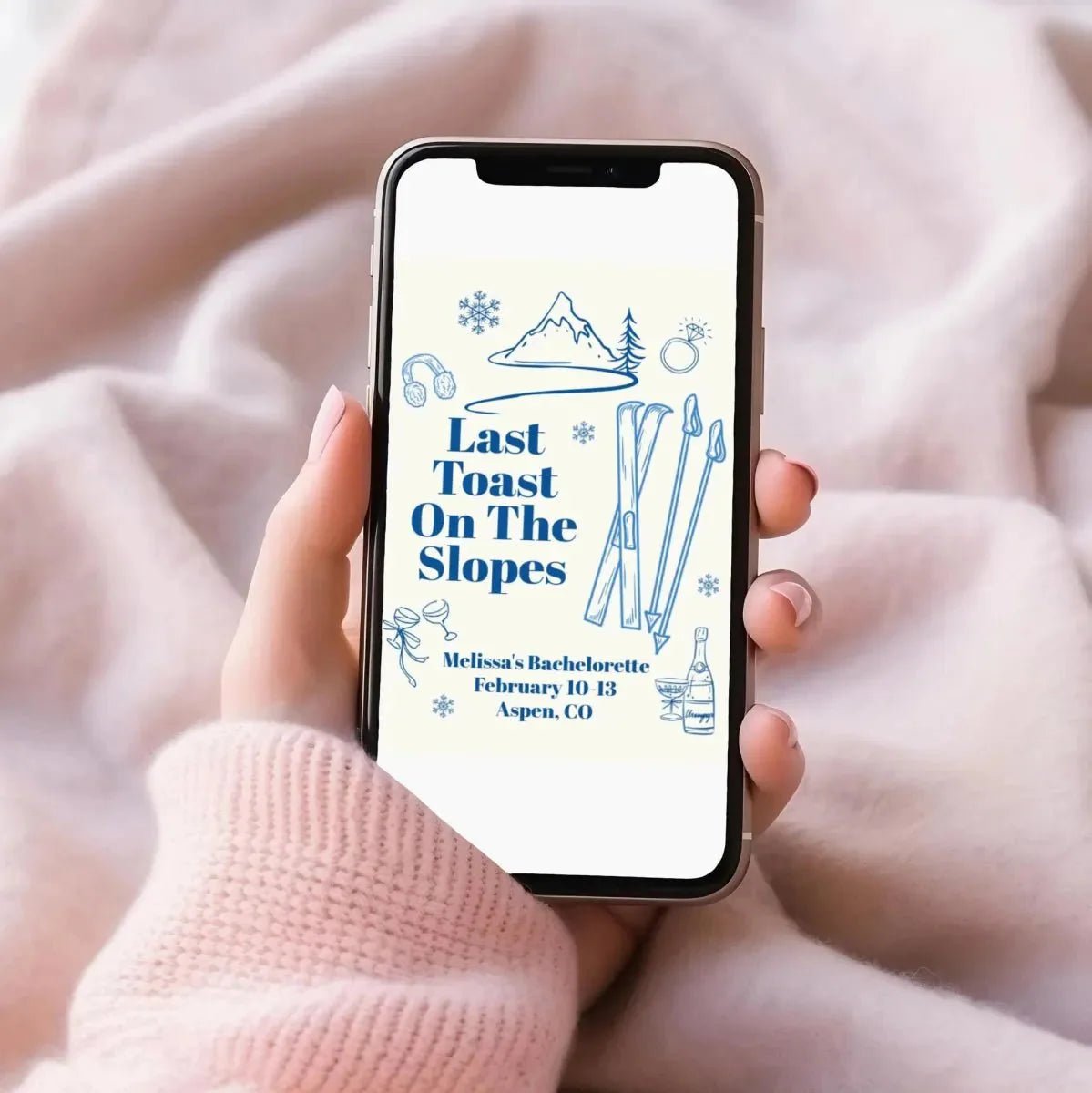 Ski - Themed Bachelorette Weekend Schedule Invitation Template - Final Run Before the Fun Hen Party Bach and Boujee Invitations