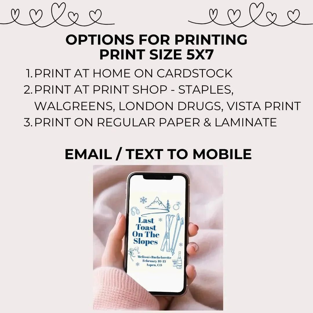 Ski - Themed Bachelorette Weekend Schedule Invitation Template - Final Run Before the Fun Hen Party Bach and Boujee Invitations