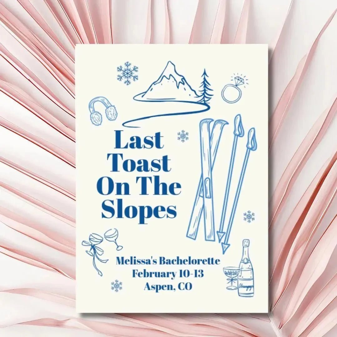 Ski - Themed Bachelorette Weekend Schedule Invitation Template - Final Run Before the Fun Hen Party Bach and Boujee Invitations