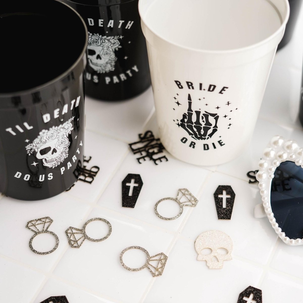 Skull Confetti Til Death Do Us Party Bachelorette - RIP Single Life Skull Bride or Die Bach and Boujee