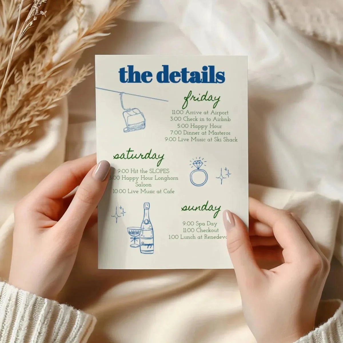 Slope Soiree Bachelorette Invite - Winter Festival Theme for Aspen Escape Bach and Boujee Invitations