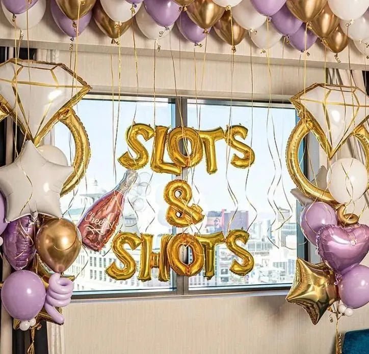 Slots and Shots Balloon Banner - Vegas Girls Trip 21st Birthday Vegas Party Decoration Vegas Before Vows Bachelorette Bach and Boujee Balloons