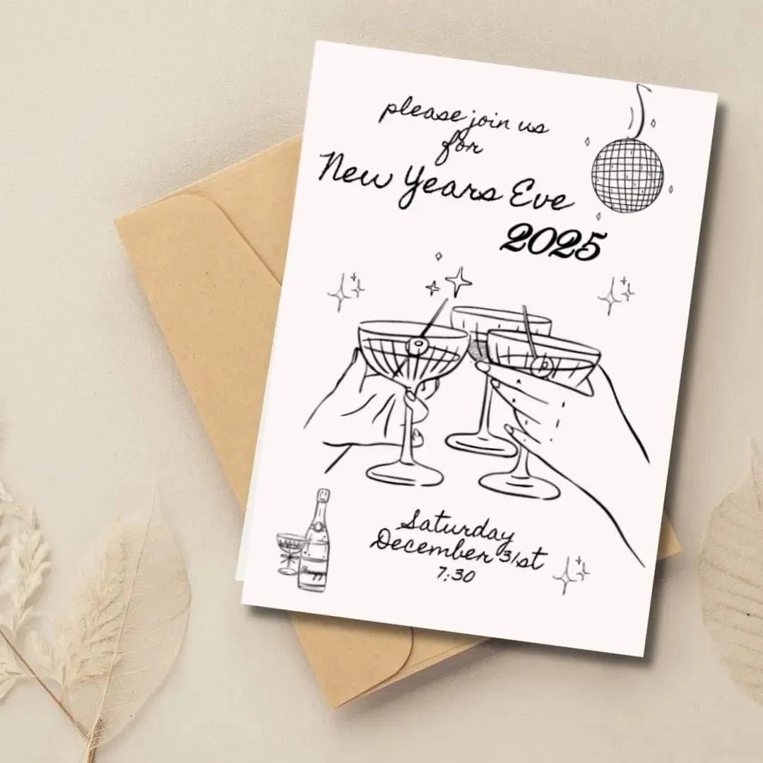 Sophisticated NYE 2025 Champagne Tower Invite - Customizable Digital Template Bach and Boujee Invitations