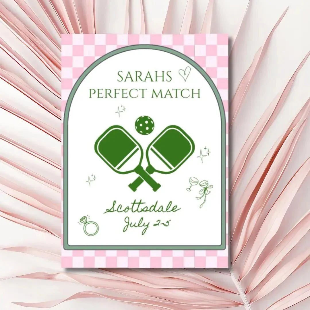 Sporty Hen Party Pickleball Invitation - Ideal Match Itinerary Plan for Stagette Bash at Charlestown Club Bach and Boujee Invitations