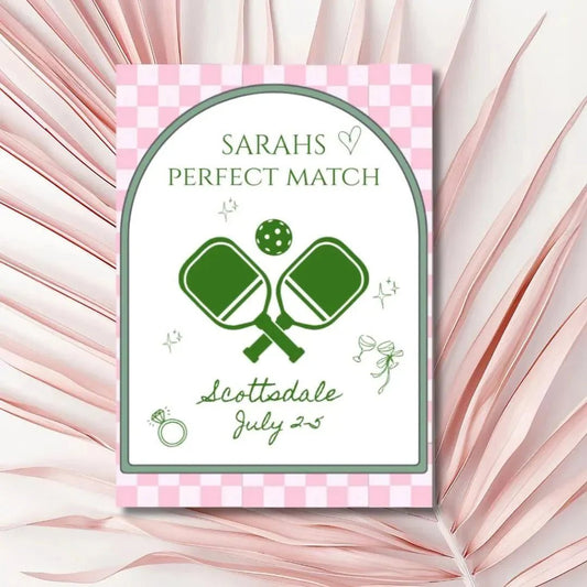 Sporty Hen Party Pickleball Invitation - Ideal Match Itinerary Plan for Stagette Bash at Charlestown Club Bach and Boujee Invitations