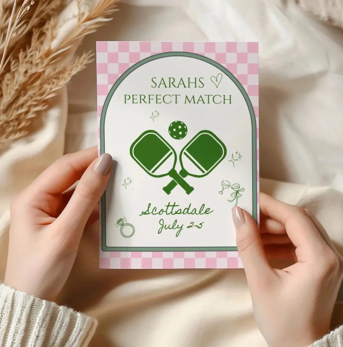 Sporty Hen Party Pickleball Invitation - Ideal Match Itinerary Plan for Stagette Bash at Charlestown Club Bach and Boujee Invitations