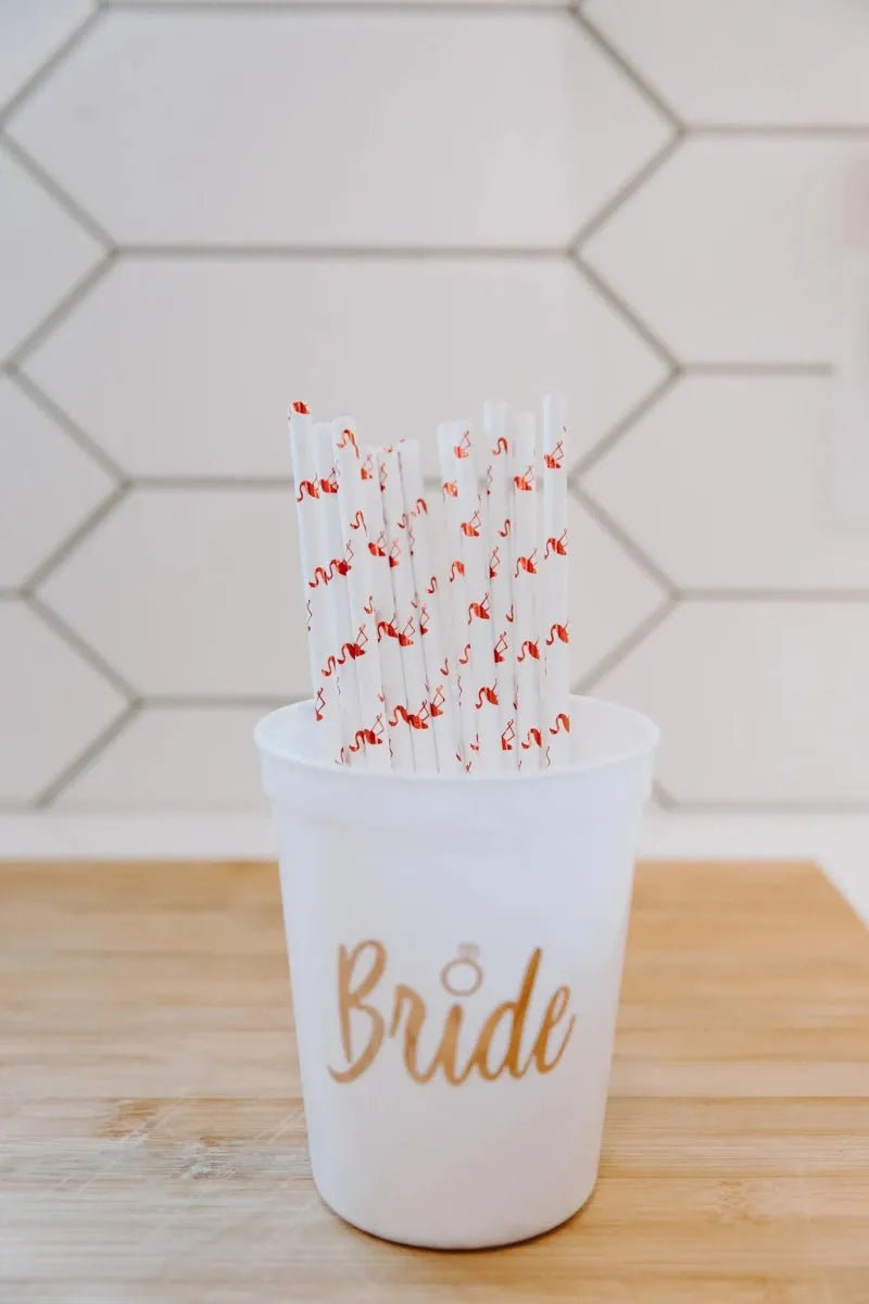 Team Bride Cups with Bride Cup for Bridal Showers Bachelorette Parties with Straws Bach and Boujee