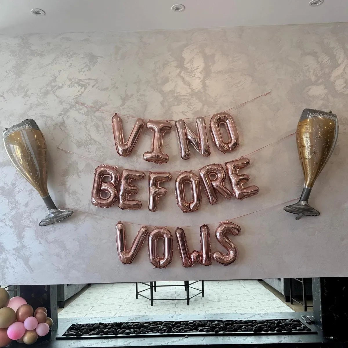 Vino Before Vows Balloon Banner - Champagne Bachelorette Party Decor - Hen Party Foil Balloons Bach and Boujee Balloons