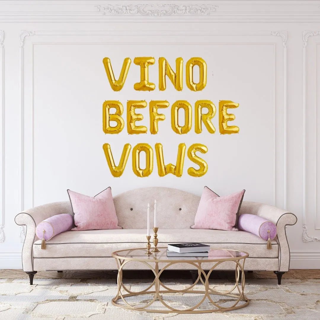 Vino Before Vows Balloon Banner - Champagne Bachelorette Party Decor - Hen Party Foil Balloons Bach and Boujee Balloons