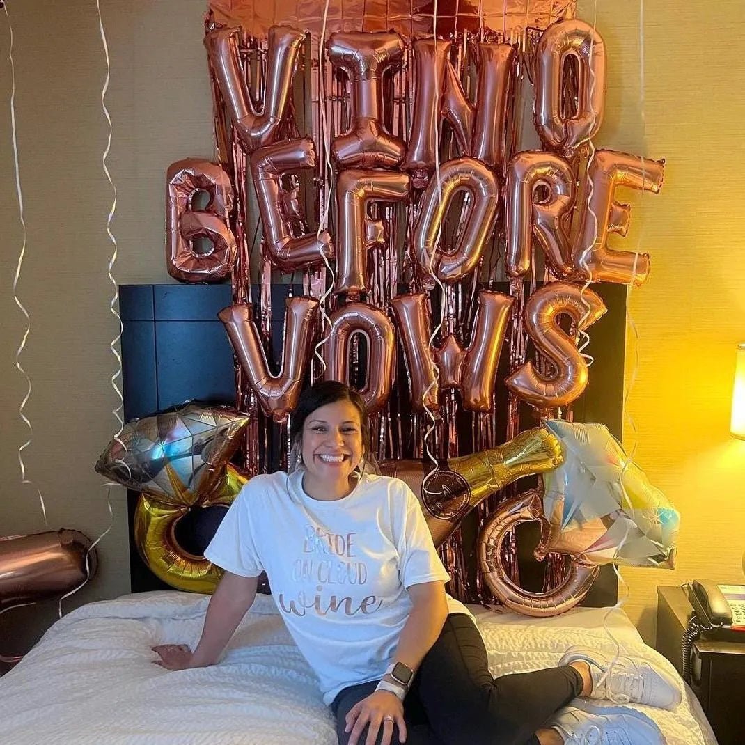 Vino Before Vows Balloon Banner - Champagne Bachelorette Party Decor - Hen Party Foil Balloons Bach and Boujee Balloons
