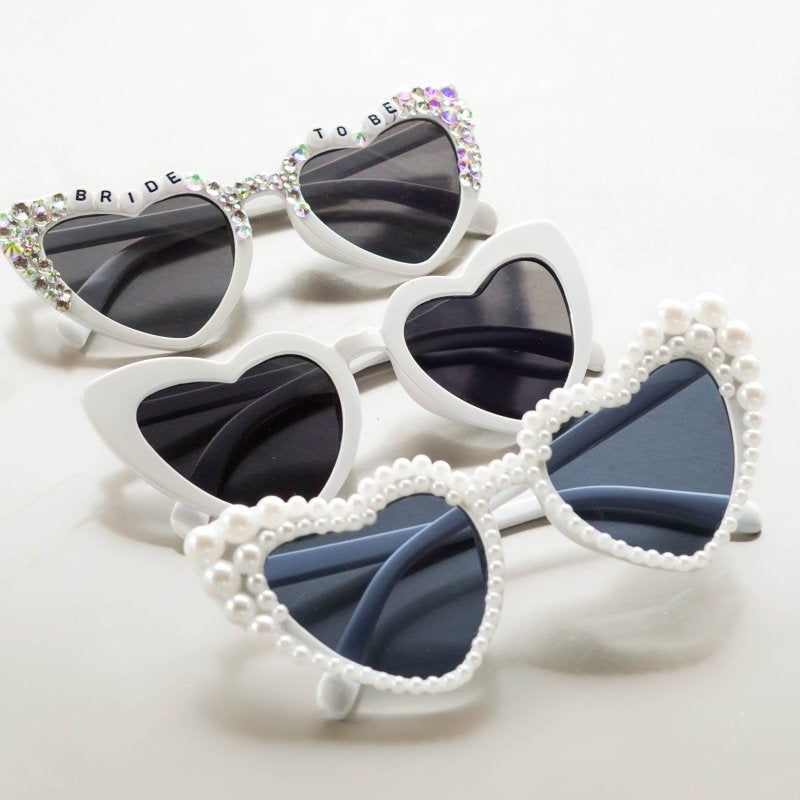 Bride White Heart Sunglasses Bach and Boujee