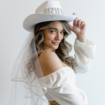 Bride Cowboy Hat with Veil - Perfect for Nashville Bachelorette Austin Hen Party  Bridesmaid Gift