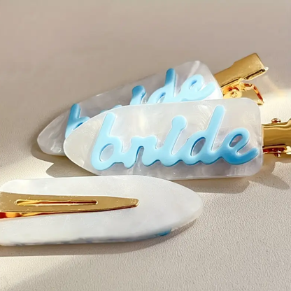 Bride Hair Slides - Something Blue