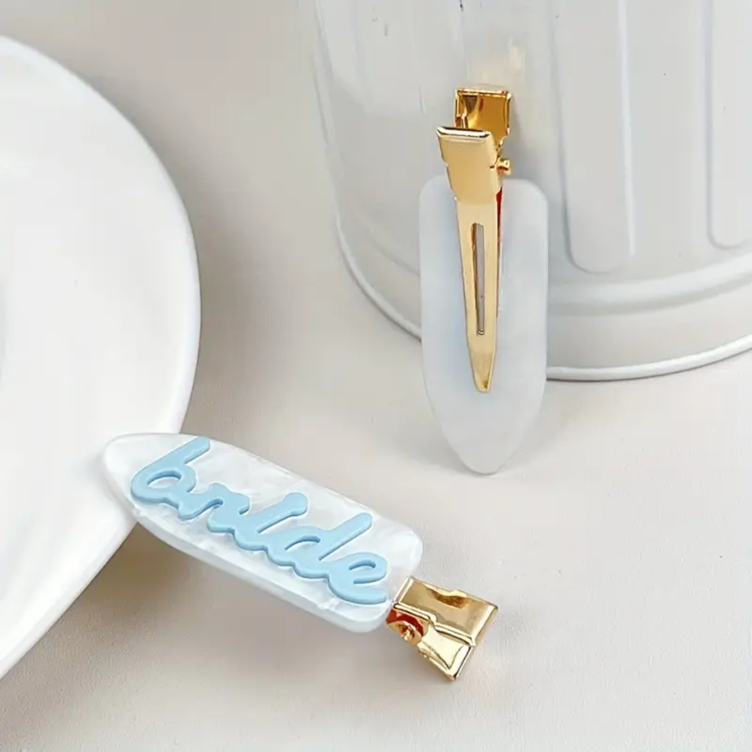 Bride Hair Slides - Something Blue