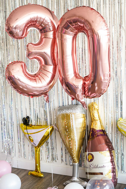 Birthday Champagne & Number Balloons Bundle