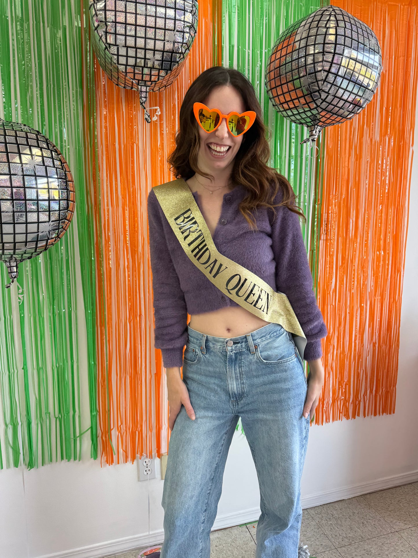 Orange Foil Fringe Curtain