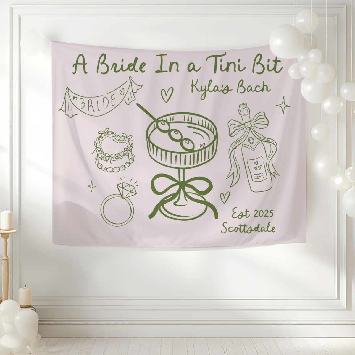 A Bride In A Tini Bit Tapestry - Olive Martini Bach and Boujee