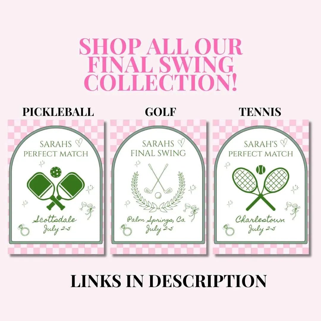 Bachelorette Tennis Invitation Perfect Match Itinerary Template for a Wimbledon Hen Party Bach and Boujee Invitations