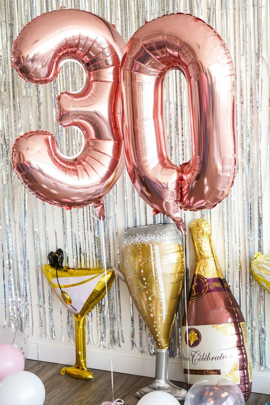 Birthday Champagne & Number Balloons Bundle Bach and Boujee Balloons