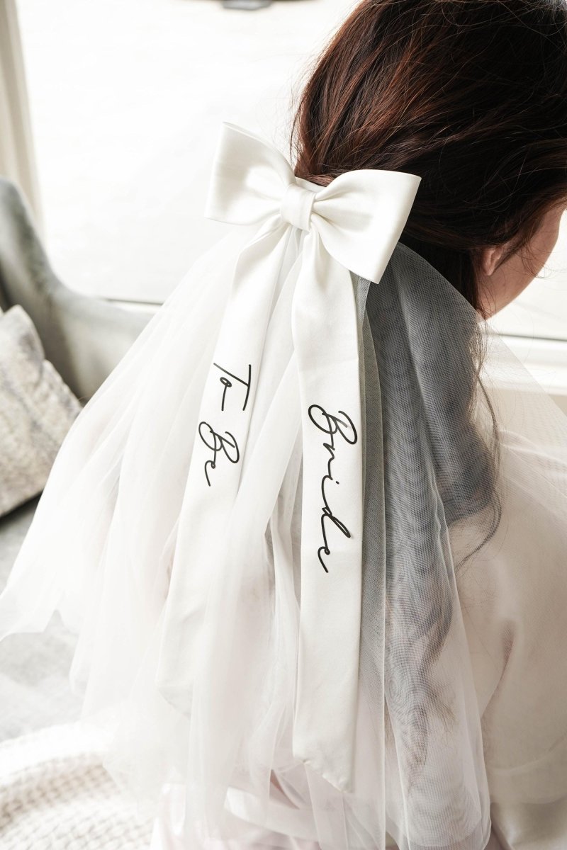 Bridal Shower Bachelorette Veil Outfit Bow Hair Clip Coquette Bridal Veil for Wedding Bach and Boujee