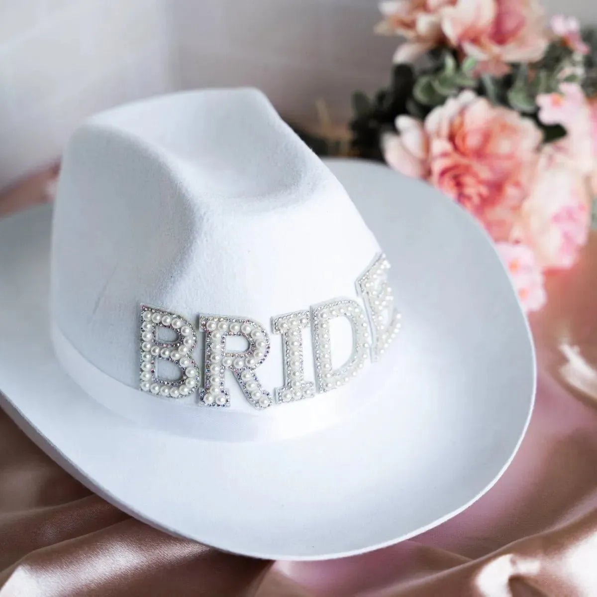 Bride Cowboy Hat with Veil - Perfect for Nashville Bachelorette Austin Hen Party Bridesmaid Gift Bach and Boujee