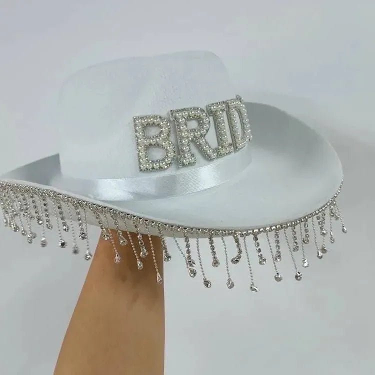 Bride Cowboy Hat with Veil - Perfect for Nashville Bachelorette Austin Hen Party Bridesmaid Gift Bach and Boujee