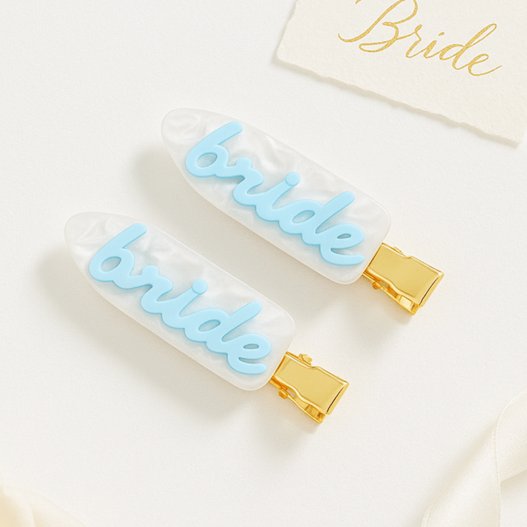 Bride Hair Slides - Something Blue Bach and Boujee